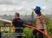 PERSONEL GABUNGAN SATGAS KARHUTLA PADAMKAN API DI LAHAN GAMBUT SUNGAI BAKAU